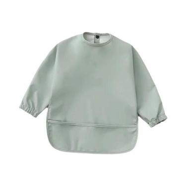 Imagem de Babador Impermeável De Manga Longa Para Crianças Com Bolso, Avental De