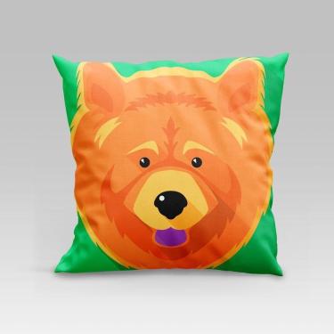 Imagem de Capa De Almofada Estampada Pet Dog Em Veludo Suede 45cm X 45cm - Decoração Raças Cachorros Cor Chowchow