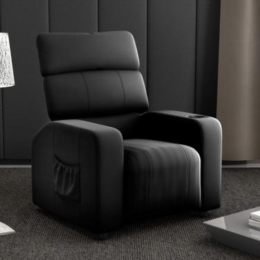 Imagem de Poltrona Reclinável Pilos Para Descanso Veludo Inca Preto Mais de Casa