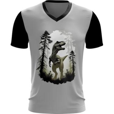 Imagem de Camiseta Gola V T-Rex Tiranossauro Dinossauro Jurássico 2 - Kasubeck S