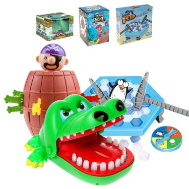 Imagem de Kit Jogos Infantis Kit Crocodilo Morde Dedo + Pula Pirata + Quebra Gelo do Pinguim para...