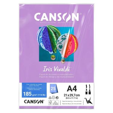 Imagem de Papel para Desenho e Manualidades Canson Iris Vivaldi 185G-M2 Formato A4 Pacote com 25...