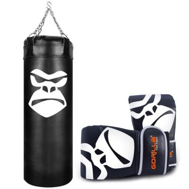 Imagem de Saco De Boxe Profissional 90 Cm + Luva Bate Saco PRO Muay Thai Gorilla Treino Agilidade...