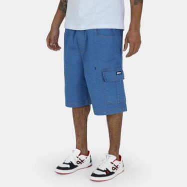 Imagem de Bermuda Wats Jeans Cargo Clean Azul Tamanho:MCor:Azul, M, Azul