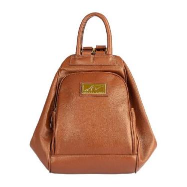 Imagem de Mochila de couro 3 em 1 Sabrina whisky Feminino - Andrea Vinci, Whisky