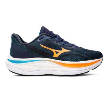 Imagem de Tênis Mizuno Wave Skyway Masculino, 38, Marinho, Laranja