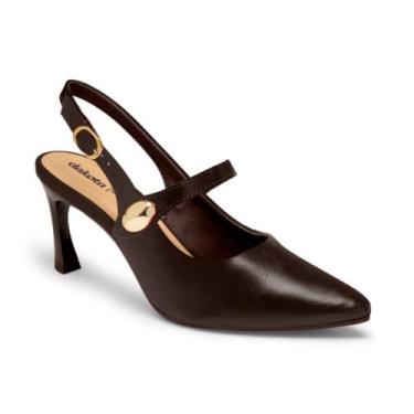 Imagem de Sapato Scarpin Feminino Slingback Salto Fino Café Moda Dakota - Marrom