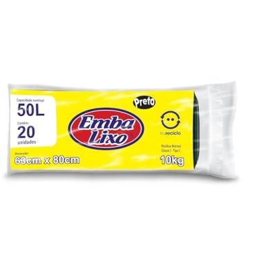 Imagem de Embalixo Saco de Lixo Preto Eu Reciclo 50 Litros - 20 Unidades