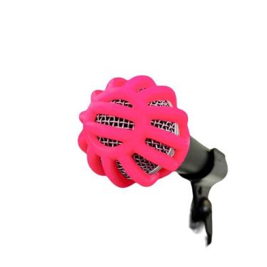 Imagem de Protetor de Microfone Elástico de Silicone Rosa Fluorescente - Marca P