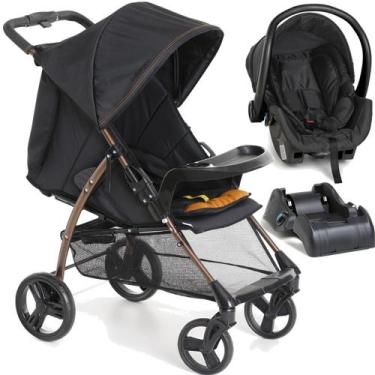 Imagem de Carrinho com Bebe Cocoon Preto Base Galzerano San Remo Preto Cobre