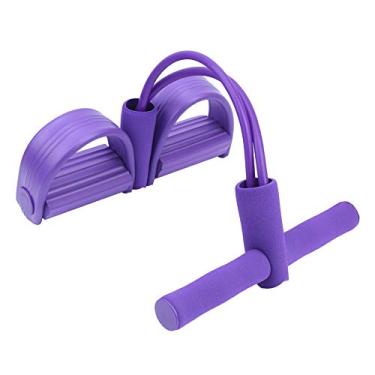 Imagem de Corda de tração com pedal de 2 tubos, corda de tração leve e portátil para exercícios físicos, para equipamentos de ginástica internos e externos(Roxa)