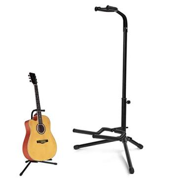 Imagem de Yajun Suporte de chão de guitarra de metal para tripé de instrumento musical, suporte leve e portátil para acústico preto