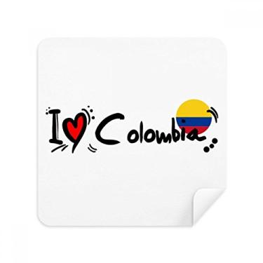 Imagem de I Love Colombia Bandeira de Palavras Amor Coração Ilustração Óculos Pano Limpador de Tela Tecido de Camurça Pacote com 2