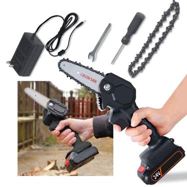 Imagem de Mini Motoserra Eletrica Portatil De Mao 600W Corta Rapido 24v Galhos Madeira Jardim Bambu Lenha Carpintaria Podar