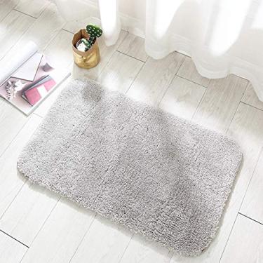 Imagem de jia cool Tapete de banheiro grosso antiderrapante forte absorção de água tapete de chuveiro macio (cinza claro, 40 x 50 cm, lavável na máquina)