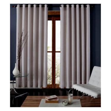 Imagem de Cortina Para Sala Quarto Rústica Madras 2,60 x 2,30 m Bege Com Ilhós