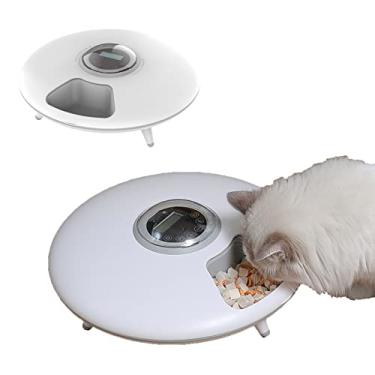 Imagem de Alimentador automático de 6 refeições, alimentador de animais de estimação com temporizador programável, dispensador automático para cães pequenos com controle de porção, branco