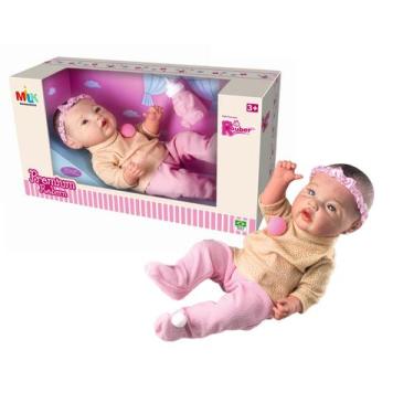 Imagem de Bebê Reborn Boneca Realista Pode Dar Banho Com Mamadeira - Milk Brinqu