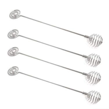 Imagem de Honbay 4 pçs de aço inoxidável varas de mel colher de mel varas de mistura colher de mistura para álbuns de chocolate derretido com mel