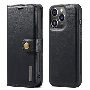 Imagem de Capa de telefone de couro magnética destacável para iPhone 12 13 11 14 Pro Max XS XR X SE 2022 8 7 6S Plus porta-cartão de carteira Coque, preto, para iPhone 12 (6,1 polegadas)