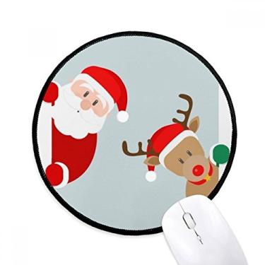 Imagem de DIYthinker mas Papai Noel Alce Peep Mouse Pad Desktop Escritório Tapete Redondo para Computador