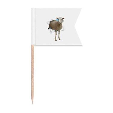 Imagem de Animal Paper Break Choques de Ovelha Bandeiras de Palito de Dente, Marcação de Rotulagem para Bolo de Festa Prato de Queijo