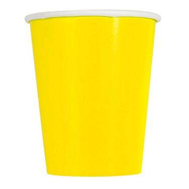 Imagem de Copos de papel amarelo neon de 265 g, 14 unidades