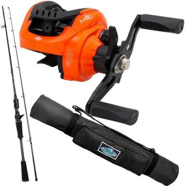 Imagem de Kit Pesca Carretilha M21 Slim  Black Vara De Carbono E Porta Varas - C