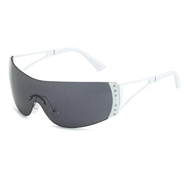 Imagem de Óculos de sol masculino Diamond Women Goggle Shades Eyewear UV400 Steampunk Óculos de sol retangular sem aro, 6, tamanho único
