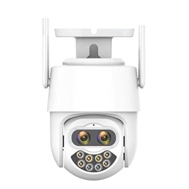 Imagem de Câmera de segurança sem fio Dual-Lens 2K 4MP para exteriores, câmera PTZ de 360° com rastreamento híbrido automático com zoom de 8X, visão noturna colorida, detecção de IA, áudio bidirecional