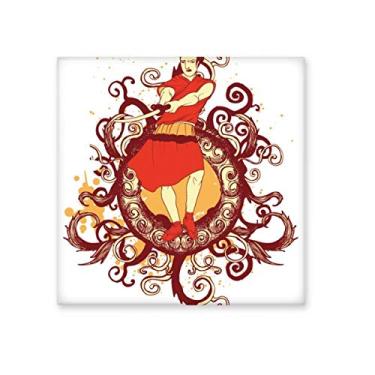 Imagem de Azulejo de cerâmica com ilustração de espada Samurai vermelha japonesa brilhante decalque adorno de tijolos vitrificados