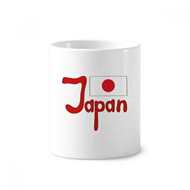 Imagem de Suporte para caneta de escova de dentes com estampa vermelha da bandeira nacional do Japão com suporte de cerâmica