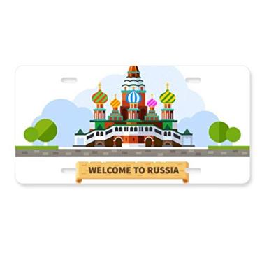 Imagem de DIYthinker Placa de licença com ilustração de catedral da Rússia em aço inoxidável para decoração