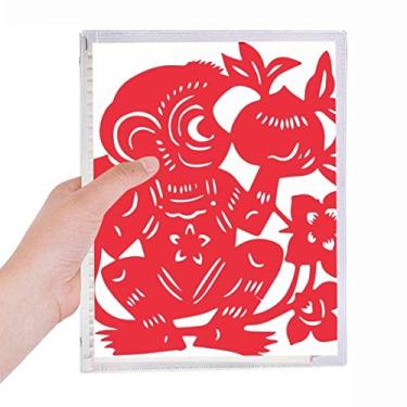 Imagem de Caderno de flores chinesas em formato de macaco do zodíaco com folhas soltas e diário recarregável