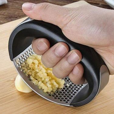 Imagem de Moresave, conjunto de descascador de alho com prensa de alho, de aço inoxidável, ferramenta de raspador de alho, manual de grau profissional, Garlic Press #A