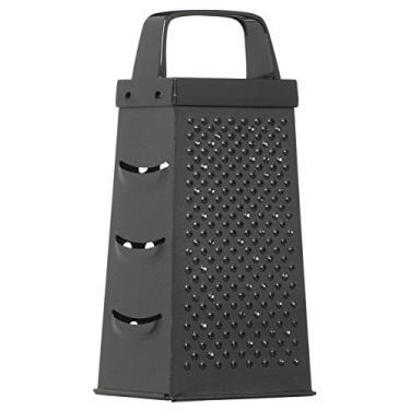 Imagem de KitchenCraft Ralador de queijo antiaderente, 4 lados, aço inoxidável, preto, 22,5 x 17,5 x 10 cm
