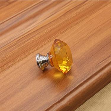 Imagem de 30mm Design em forma de diamante Maçanetas de vidro de cristal Gaveta do armário Puxador da porta do armário de cozinha Hardware das alças do guarda-roupa, amarelo, 30mm