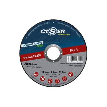 Imagem de Disco Corte Pro Aço/inox 115x1,0x22 - Ciser