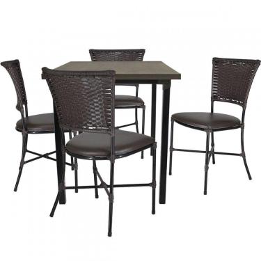 Imagem de Conjunto de Mesa e 4 Cadeiras Gramado para Área Externa e Interna