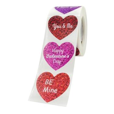 Imagem de Dynwave Adesivos em formato de coração, etiquetas seladoras, decoração do dia dos namorados, 1 rolo de envelopes, cartões de 1.50 polegadas, artesanato, roxo