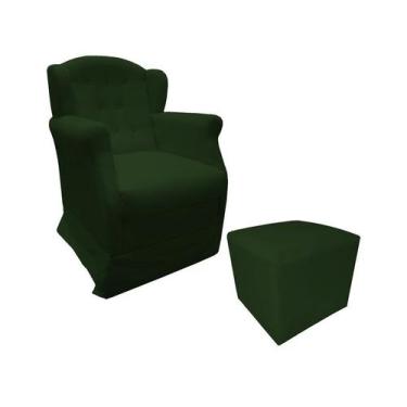Imagem de Poltrona Cadeira De Amamentação Com Balanço E Puff Manu Suede Verde Mz