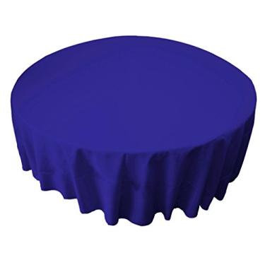 Imagem de LA Linen Toalha de mesa de popelina de poliéster de 182 cm, redonda, azul royal
