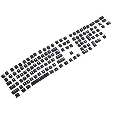 Imagem de Teclas de pontos, teclas de layout preto (128 teclas) teclas mecânicas de teclado PBT com extrator de teclas para teclados mecânicos DIY (preto)