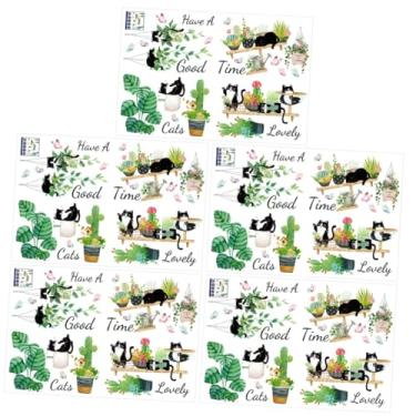 Imagem de OSALADI 5 Folhas adesivo de parede decalques de móveis papel de parede eucalipto decoração plantas de casa decalque de parede de plantas papel de parede interno de pvc Comercial plantar