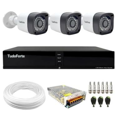 Imagem de Kit 3 Câmeras Tudo Forte TF 2020 B Full HD 1080p com Visão Noturna 20M Proteção IP66 + DVR Tudo Forte TFHDX 3304 4 Canais