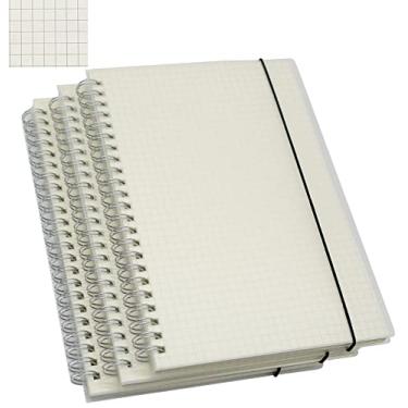 Imagem de Caderno espiral Yansanido Dot Grid (A5) 160 páginas (80 folhas) papel pontilhado grosso de 100 g/m² com capa rígida de plástico transparente (A5 14,7 cm x 21 cm - Grade 3 peças)