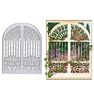 Imagem de Hying Moldes de corte de moldura de janela de porta para fabricação de cartões, moldura de cartão de janela de renda floral, corte, capa de convite, estêncis, molde de gravação para artesanato, scrapbook, álbum de fotos faça você mesmo, decorações