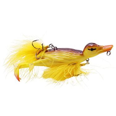 Imagem de CREEYA 1 isca de pesca de pato 3D Topwater amarelo patinho flutuante isca artificial plopping e respingos pés equipamento de pesca duro Geer 12 cm 28 g