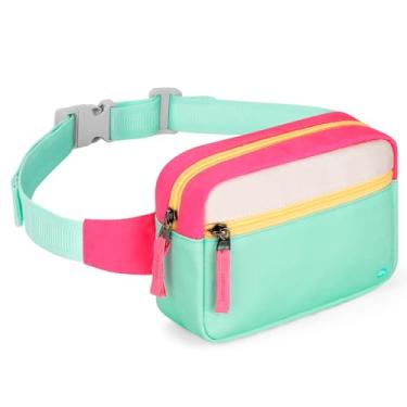 Imagem de Choco Mocha Pochete infantil para meninas - de 6 a 12 anos - bolsa de cinto, rosa e azul-petróleo, Large, Normal