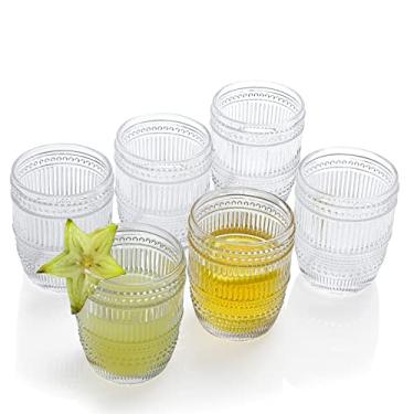 Imagem de G Copos de chá gelado com nervuras pérola 280 g. conjunto de 6, copos vintage para bebidas para suco de refrigerante, leite coca-cola, bebidas espirituosas, acessórios de café, xícaras de café gelado